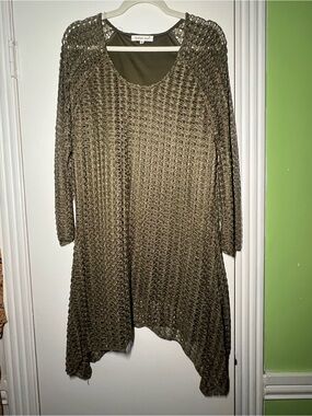 indigo soul Olive Open-Knit Asymmetrical Dress